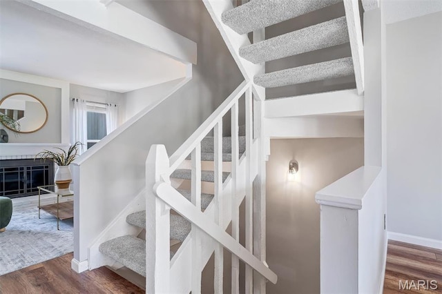 193 Harbor View Dr, Lake St Louis, MO 63367 - stairway with wood finished floors and baseboards