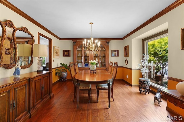 1553 Ridge Rd, Wildwood, MO 63021 - dining space with a chandelier, wood finished floors, and ornamental molding