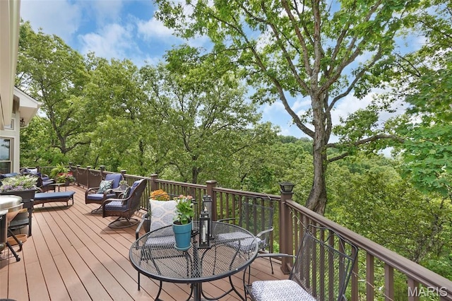 1553 Ridge Rd, Wildwood, MO 63021 - wooden terrace featuring outdoor dining space and an outdoor living space