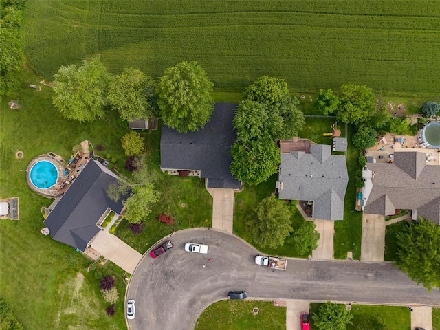 aerial view of a pool