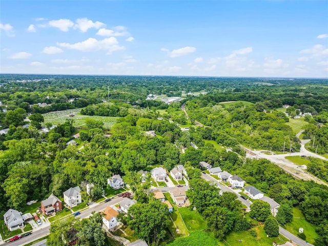 aerial view of residential area with a forest