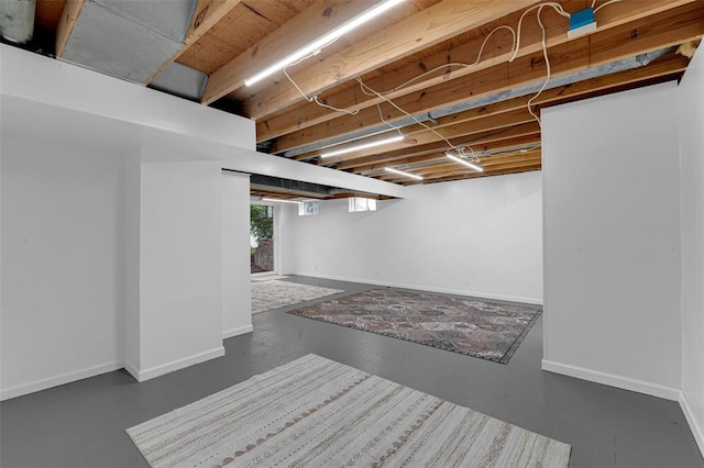 basement with baseboards
