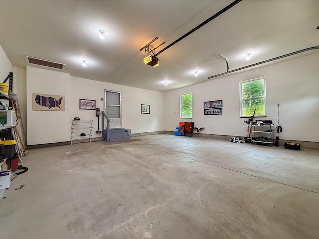 garage with a garage door opener