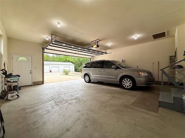 garage with a garage door opener