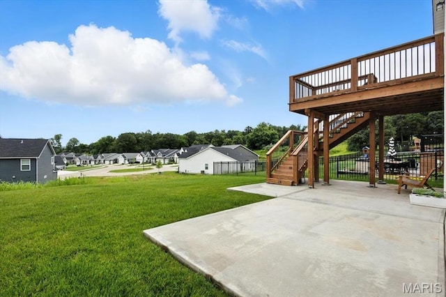 2112 Windswept Farms Dr, Eureka, MO 63025 - view of yard with a patio, stairway, a wooden deck, and a residential view