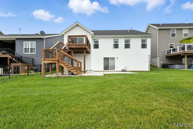 2112 Windswept Farms Dr, Eureka, MO 63025 - rear view of property with stairway, a wooden deck, and a patio area