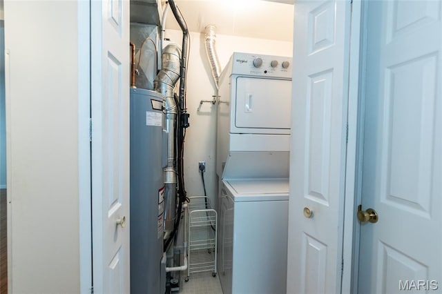 902 Hanna Place Ct Unit A, Manchester, MO 63021 - washroom with stacked washing machine and dryer and water heater