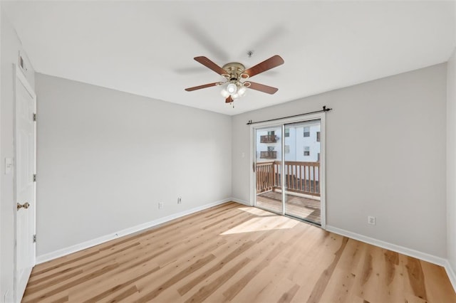 1625 Forest Springs Ln Unit A, Ballwin, MO 63021 - unfurnished room featuring ceiling fan, baseboards, and light wood-style flooring