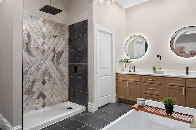 3235 S Jefferson Ave, Saint Louis, MO 63118 - bathroom featuring tiled shower and double vanity