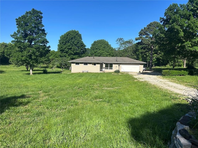 12219 Peter Moore Ln, De Soto, MO 63020 - ranch-style home with driveway, a front yard, and a garage