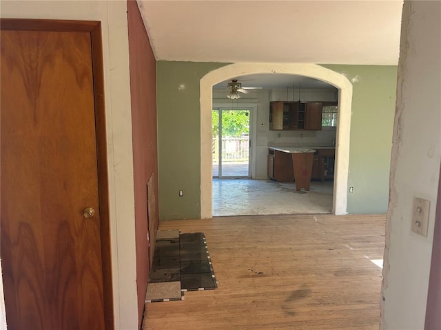 12219 Peter Moore Ln, De Soto, MO 63020 - hall featuring arched walkways and wood finished floors