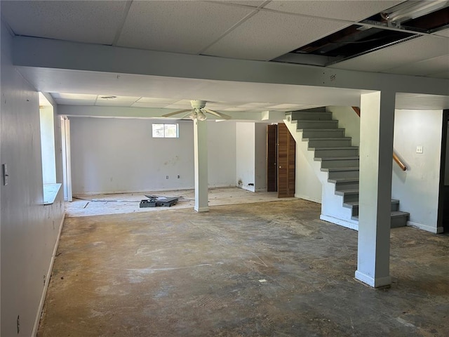 12219 Peter Moore Ln, De Soto, MO 63020 - below grade area featuring stairs and ceiling fan