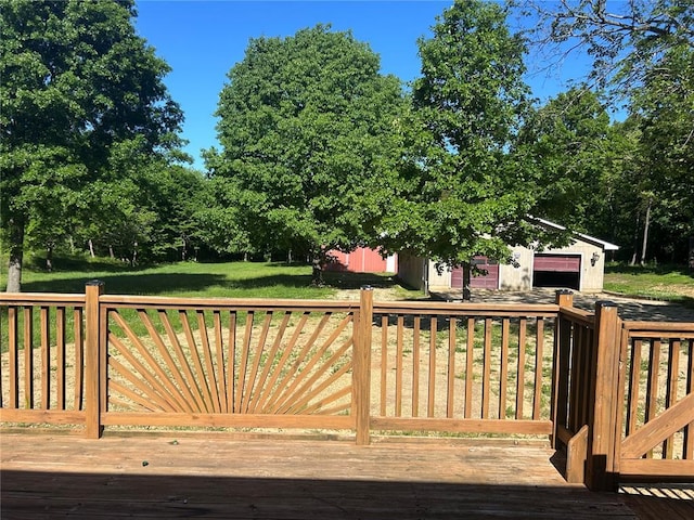 12219 Peter Moore Ln, De Soto, MO 63020 - wooden deck featuring a garage and an outdoor structure