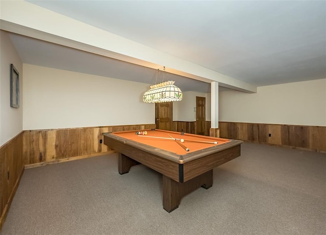 14 Wimbly Pl, Saint Charles, MO 63301 - recreation room with wainscoting, wooden walls, carpet flooring, and billiards table