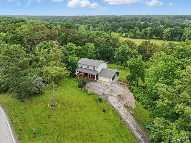 425 Cedar Ln, Wentzville, MO 63385 - aerial view of property and surrounding area featuring a forest