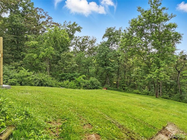 425 Cedar Ln, Wentzville, MO 63385 - view of green lawn with a wooded view