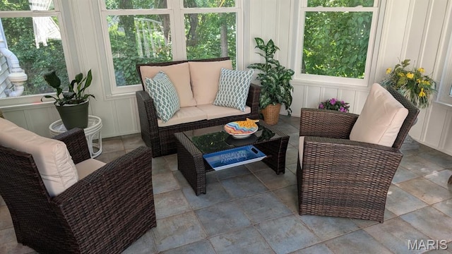 943 Sheffield Forest Ct, Saint Louis, MO 63021 - sunroom / solarium with a decorative wall and stone tile flooring