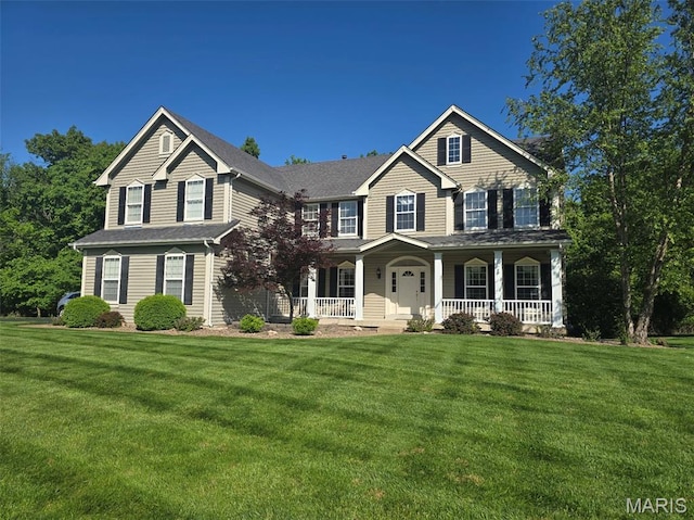 943 Sheffield Forest Ct, Saint Louis, MO 63021 - view of front facade with a porch and a front lawn