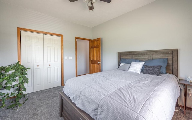 12755 Echo Ln, Plato, MO 65552 - bedroom featuring carpet floors, a closet, and a ceiling fan