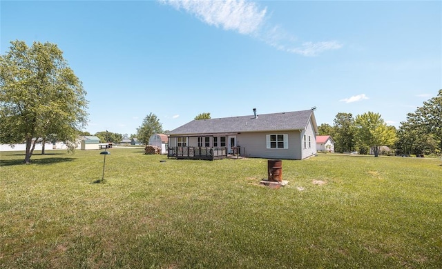 12755 Echo Ln, Plato, MO 65552 - back of house with a yard and a deck