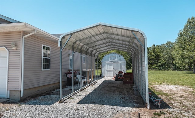 12755 Echo Ln, Plato, MO 65552 - view of car parking featuring a detached carport and a storage shed