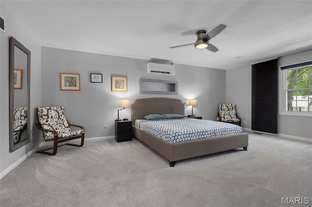 16027 Clarkson Woods Dr, Chesterfield, MO 63017 - carpeted bedroom with a wall mounted AC and a ceiling fan