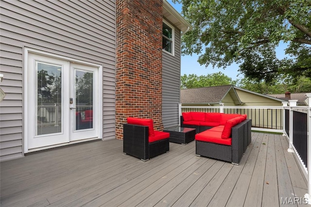16027 Clarkson Woods Dr, Chesterfield, MO 63017 - wooden terrace with outdoor lounge area