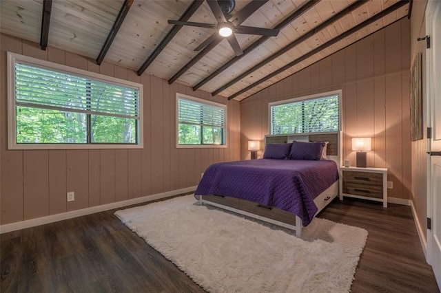 600 Innisfree Lake Dr, Innsbrook, MO 63390 - bedroom with dark wood finished floors, wood ceiling, and baseboards