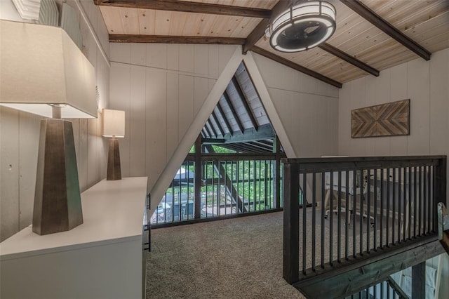 600 Innisfree Lake Dr, Innsbrook, MO 63390 - staircase with carpet flooring and wood ceiling