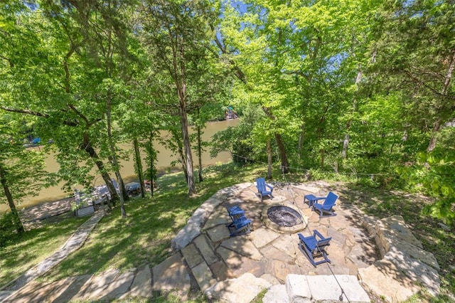600 Innisfree Lake Dr, Innsbrook, MO 63390 - view of patio featuring an outdoor fire pit