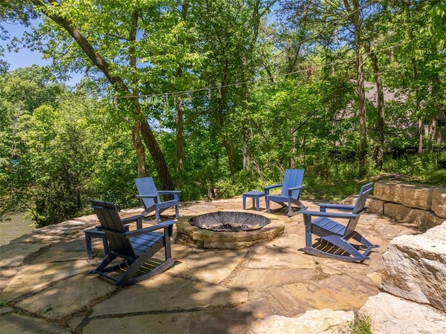 600 Innisfree Lake Dr, Innsbrook, MO 63390 - view of patio / terrace featuring an outdoor fire pit