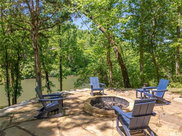 600 Innisfree Lake Dr, Innsbrook, MO 63390 - view of patio featuring a fire pit
