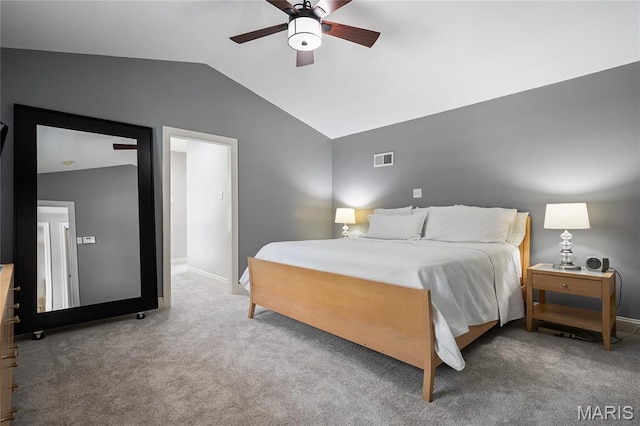 9800 Countryshire Pl, Creve Coeur, MO 63141 - bedroom with lofted ceiling, carpet floors, and a ceiling fan