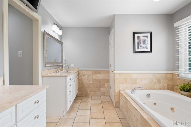 9800 Countryshire Pl, Creve Coeur, MO 63141 - full bath with vanity, a whirlpool tub, and tile patterned floors