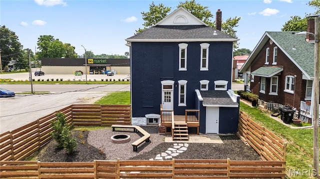 2111 W Main St, Belleville, IL 62226 - view of outdoor structure with a fenced backyard and a fire pit