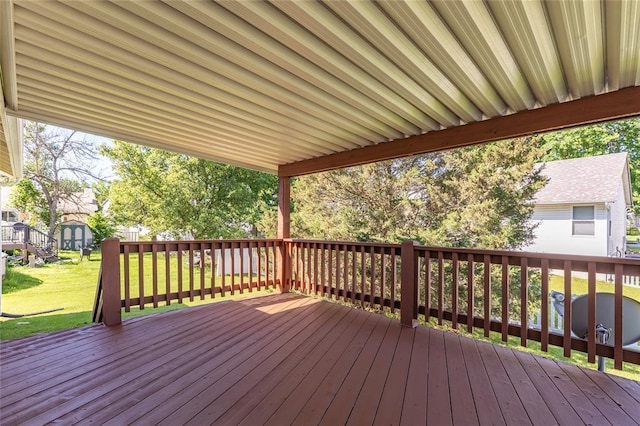 487 Prentice Dr, Ofallon, MO 63376 - wooden deck featuring a yard