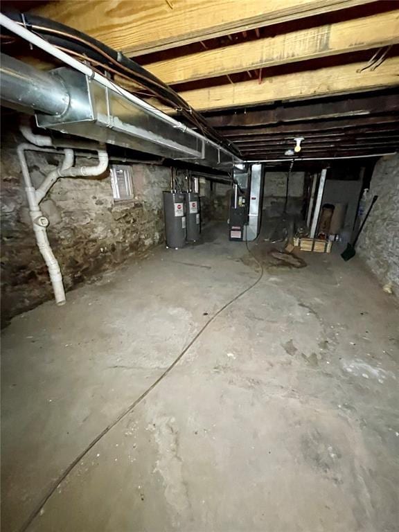 2715 Arkansas Ave, Saint Louis, MO 63118 - unfinished below grade area featuring electric water heater and heating unit