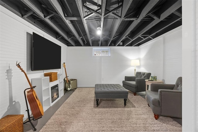 living room featuring finished concrete floors