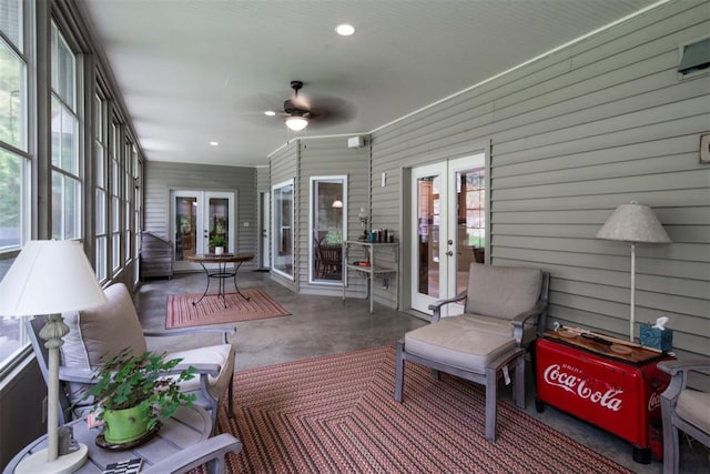5193 Athlone Ct, Cedar Hill, MO 63016 - sunroom / solarium with french doors and a ceiling fan