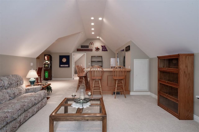 5193 Athlone Ct, Cedar Hill, MO 63016 - carpeted living room featuring vaulted ceiling and baseboards
