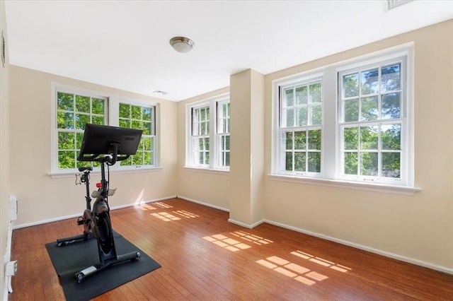 15 Briarcliff Rd, Ladue, MO 63124 - exercise area featuring baseboards and hardwood / wood-style flooring