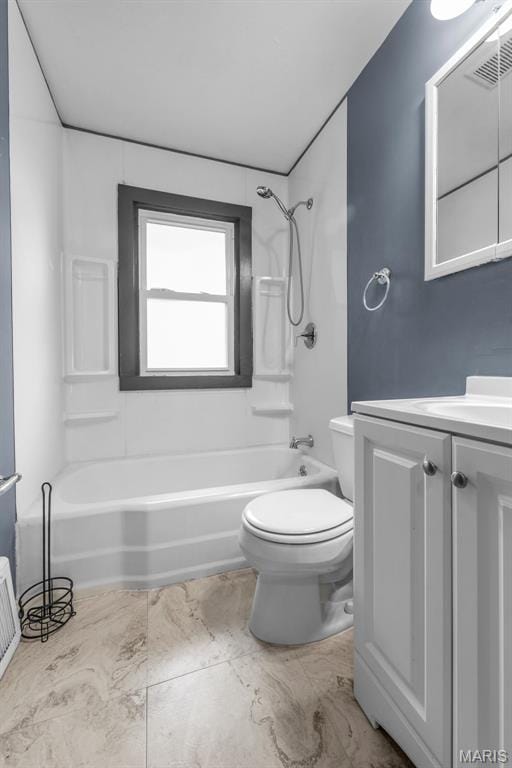 165 Saint Daniel Ln, Florissant, MO 63031 - full bathroom with toilet, vanity, bathing tub / shower combination, and marble finish floors