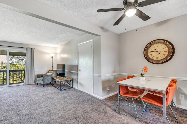 1843 Gascony Parc Dr Unit 1843, Lake St Louis, MO 63367 - carpeted dining area featuring a textured ceiling, a ceiling fan, and baseboards