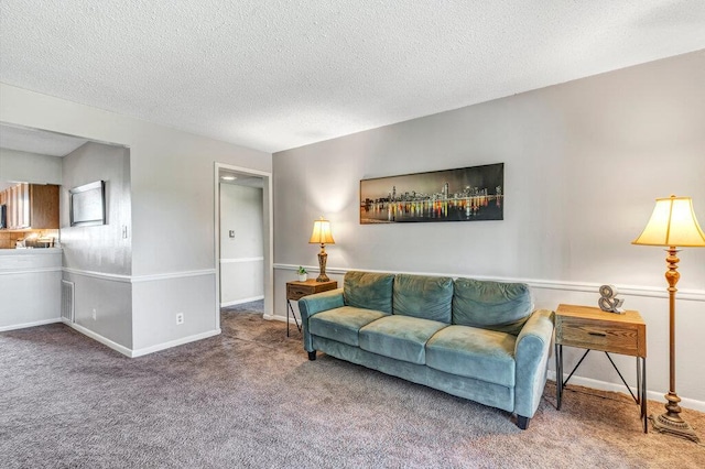 1843 Gascony Parc Dr Unit 1843, Lake St Louis, MO 63367 - living room featuring carpet, a textured ceiling, and baseboards