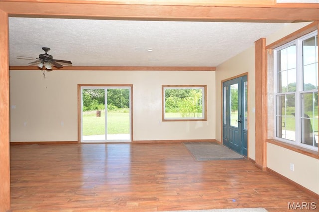 11370 County Road 5220, Rolla, MO 65401 - spare room featuring wood finished floors, plenty of natural light, a textured ceiling, and ceiling fan
