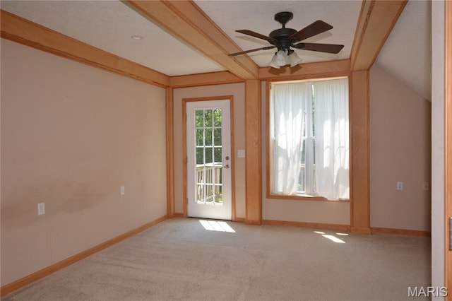 11370 County Road 5220, Rolla, MO 65401 - empty room featuring a ceiling fan, carpet floors, and vaulted ceiling
