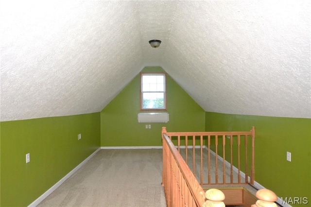 11370 County Road 5220, Rolla, MO 65401 - additional living space with a textured ceiling, lofted ceiling, and carpet flooring