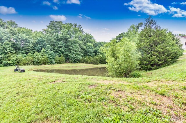 7011 Browns Ford Rd, Dittmer, MO 63023 - view of grassy yard with a water view and a forest view