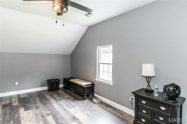 7011 Browns Ford Rd, Dittmer, MO 63023 - additional living space with ceiling fan, wood finished floors, and vaulted ceiling