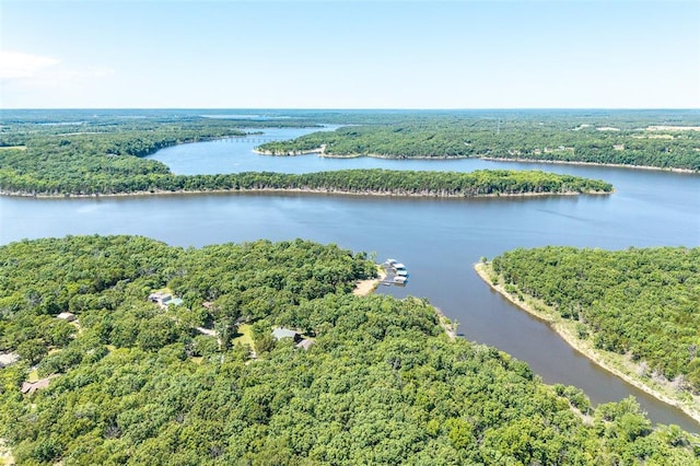aerial view of a heavily wooded area and a large body of water